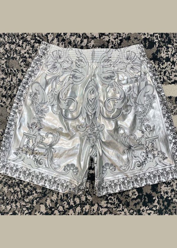 Fashion Silver Patterned Printed Shorts For Men s Summer Online now - Image 4