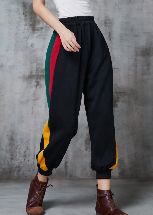 Casual Black Oversized Patchwork Warm Fleece Harem Pants Spring Online Hot Sale - Image 2