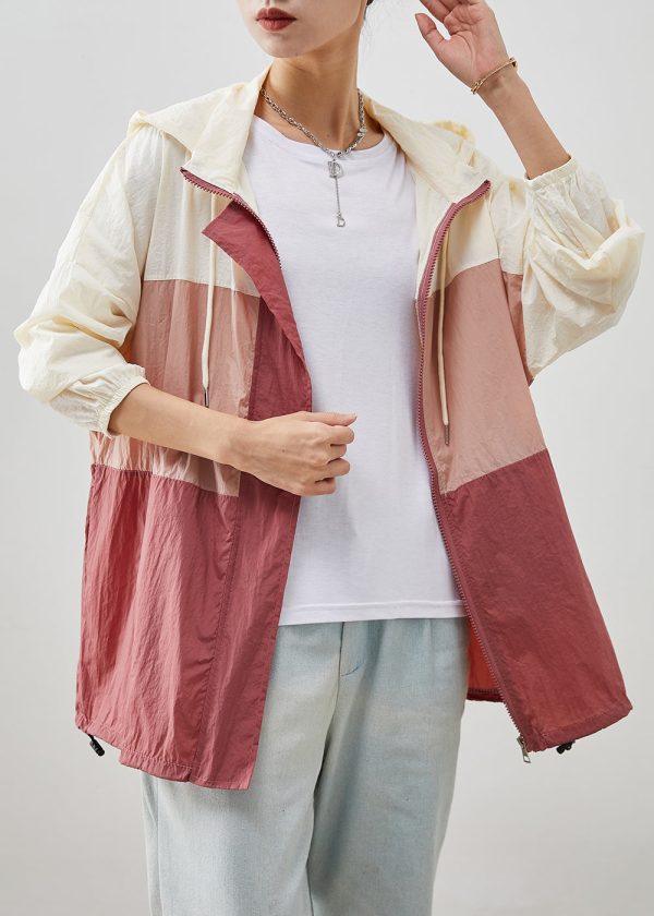 Modern Colorblock Oversized Patchwork Drawstring Coat Fall Supply