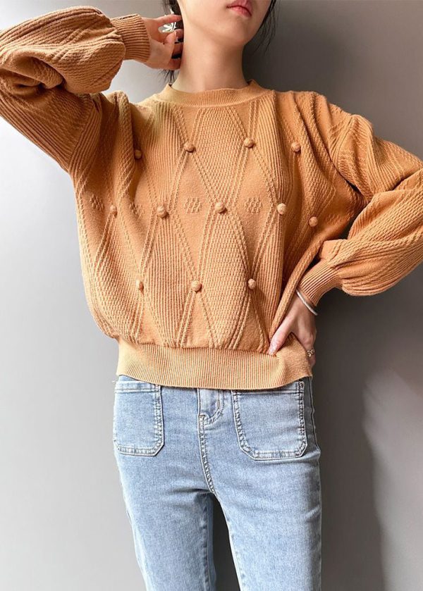 Women Khaki Cozy Patchwork Knit Sweaters Fall Online - Image 3