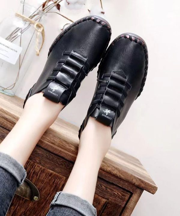 Casual Soft Splicing Chunky Red Cowhide Leather Dance Shoes Hot on Sale - Image 4