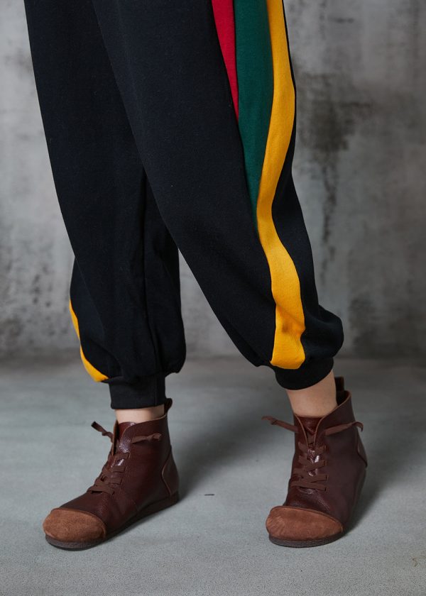Casual Black Oversized Patchwork Warm Fleece Harem Pants Spring Online Hot Sale - Image 5